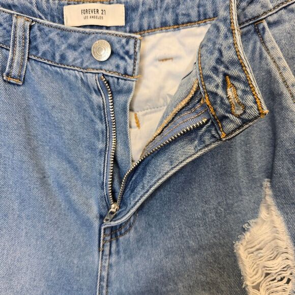 Forever 21 Distressed Cargo Jeans Women’s 27 Medium Wash High Rise Jogger Pants - Picture 6 of 16